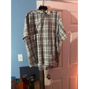 Beverly Hills Polo Club Men's XXL Plaid Button-Up Shirt Short Sleeve Casual